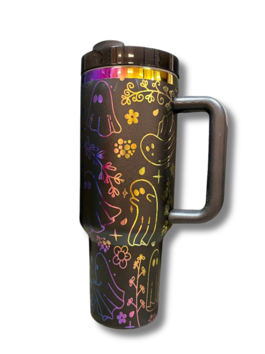 Ghostly Glow Rainbow Stainless Steel Lasered Tumbler