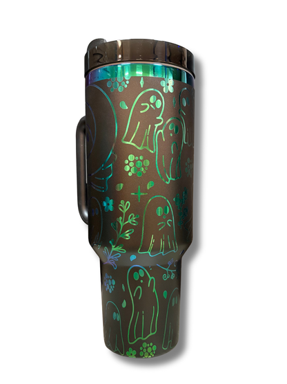 Ghostly Glow Rainbow Stainless Steel Lasered Tumbler