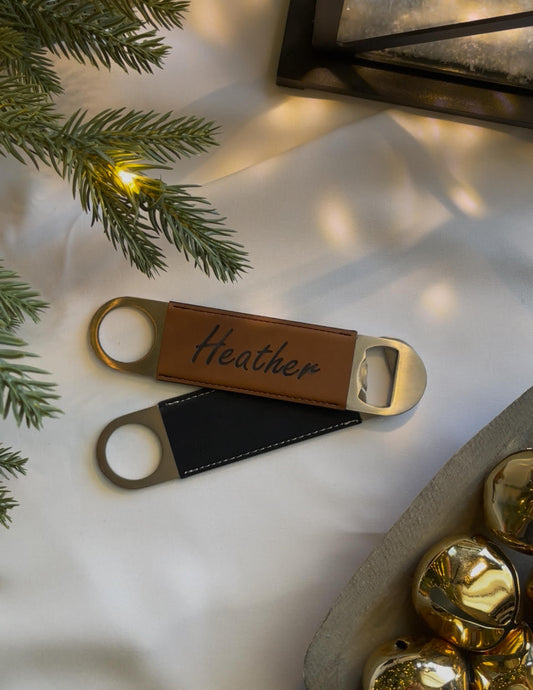 Engraved Leather Bottle Opener